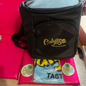 Insulated Cooler Backpack Calypso Picnic Lunch Pack Black Bonus Towel & Stickers